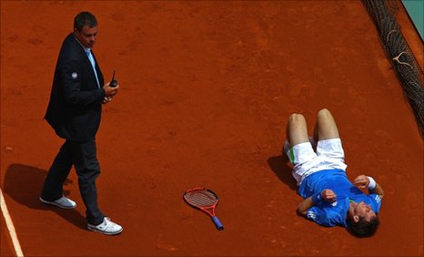 Andy Murray after injuring his ankle