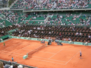 A windy day at Roland Garros in May 2008