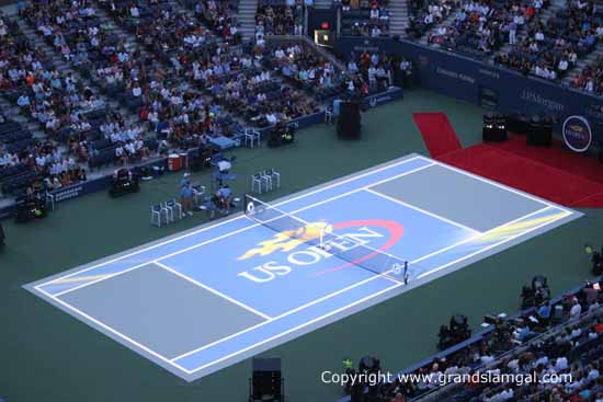 The logo in lights on Centre Court