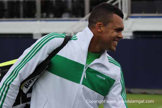 Tsonga after practicing at Queen's in 2012
