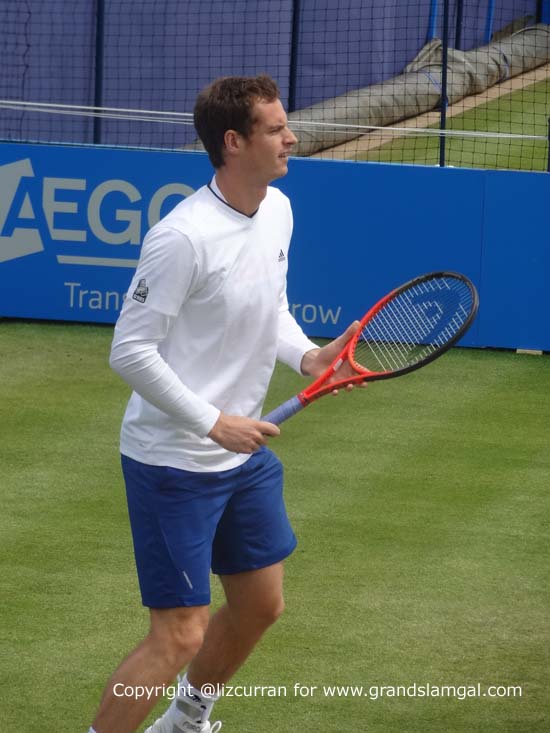 Andy Murray practicing at Queens