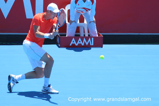 Berdych in action at 2013 AAMI Classic