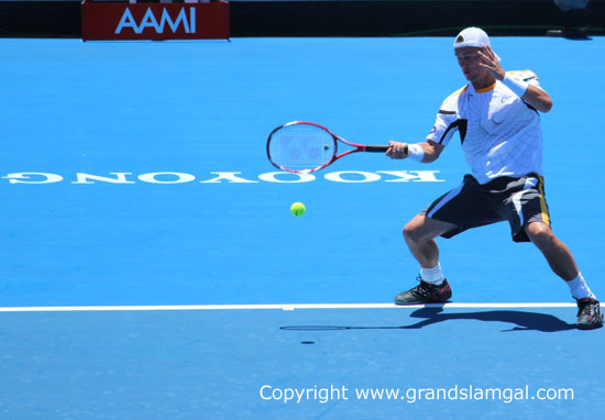 Hewitt in action at the 2013 AAMI Classic