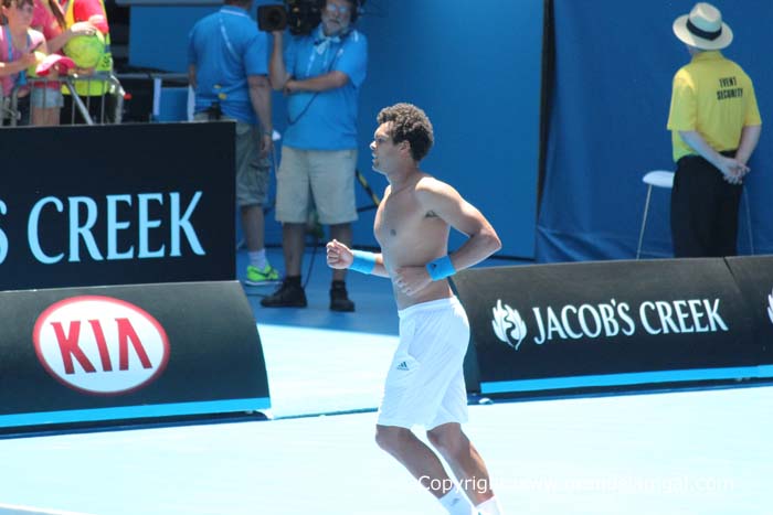 Tsonga cooling off after the match