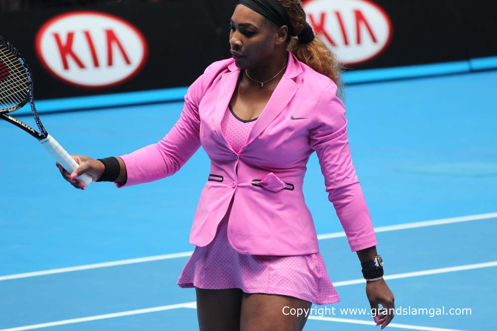 Serena Williams in her warm up jacket