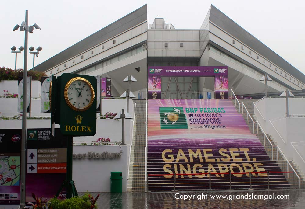 The decorated steps leading up to the Singapore Indoor Stadium.