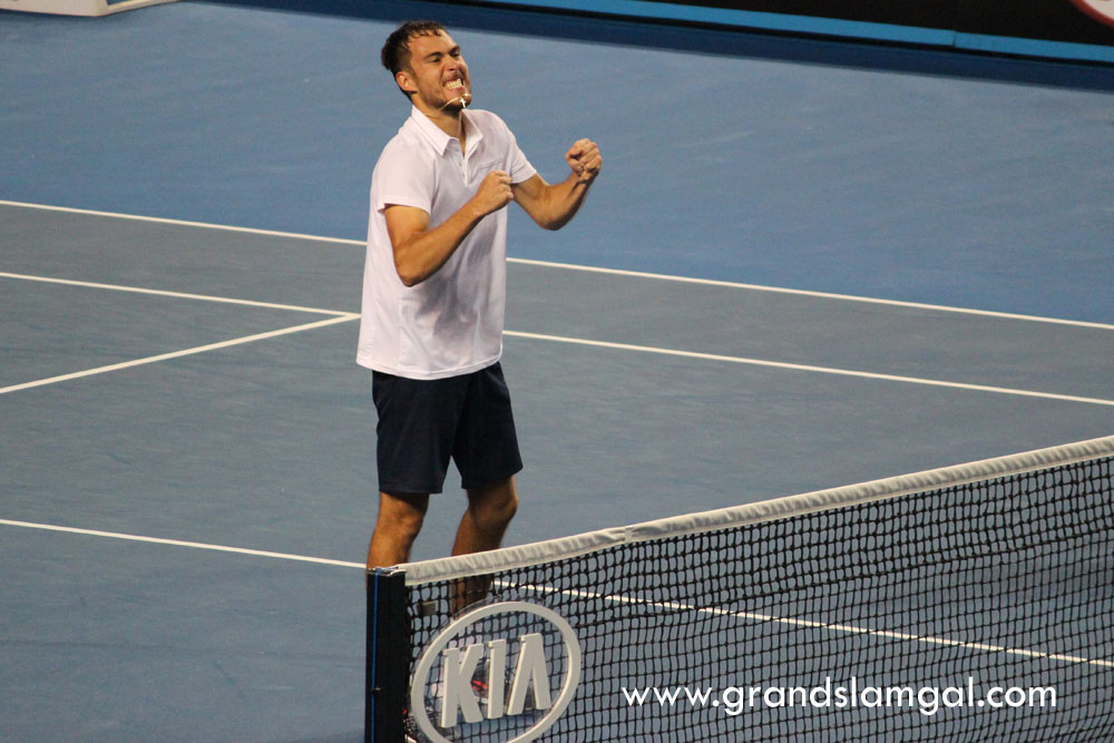 Jerzy Janowicz after defeating Gael Monfils in Round 2