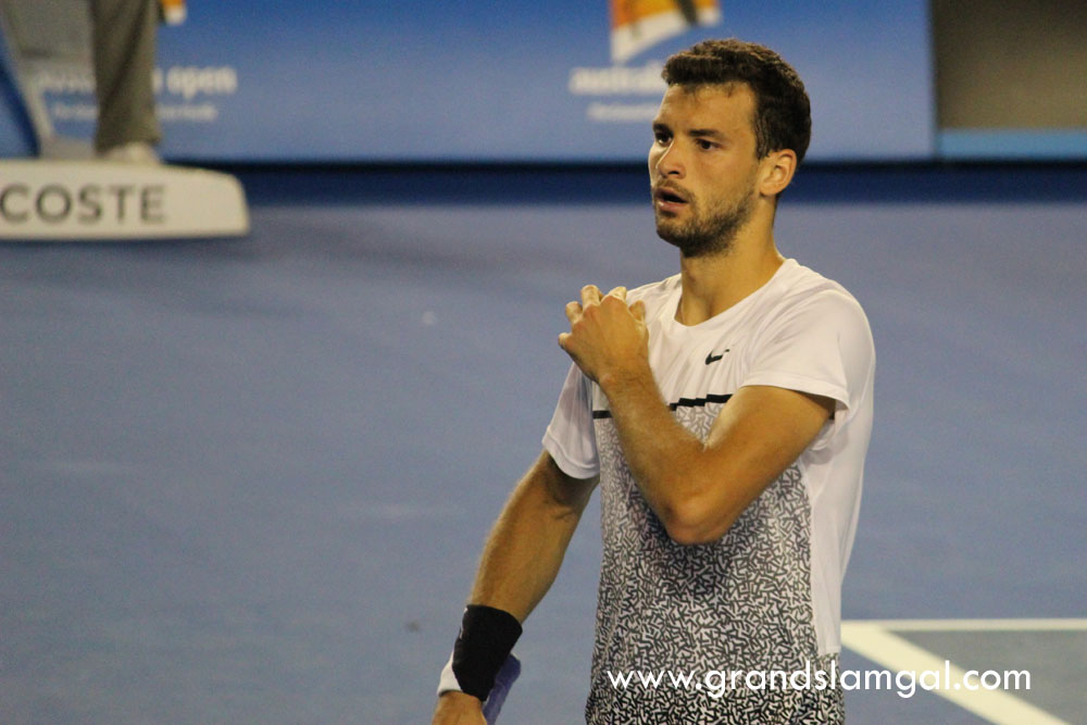Grigor Dimitrov in his Round 3 match v Andy Murray