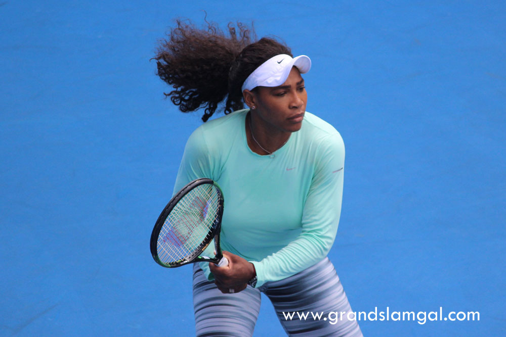 Serena Williams on the practice court