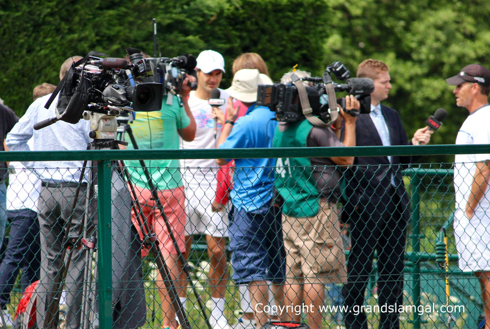Roger Federer being interviewed