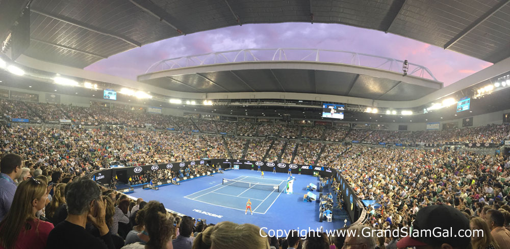 Inside Rod Laver Arena at Night