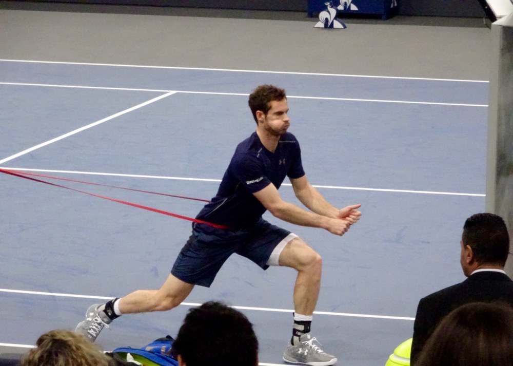 Andy Murray warming up