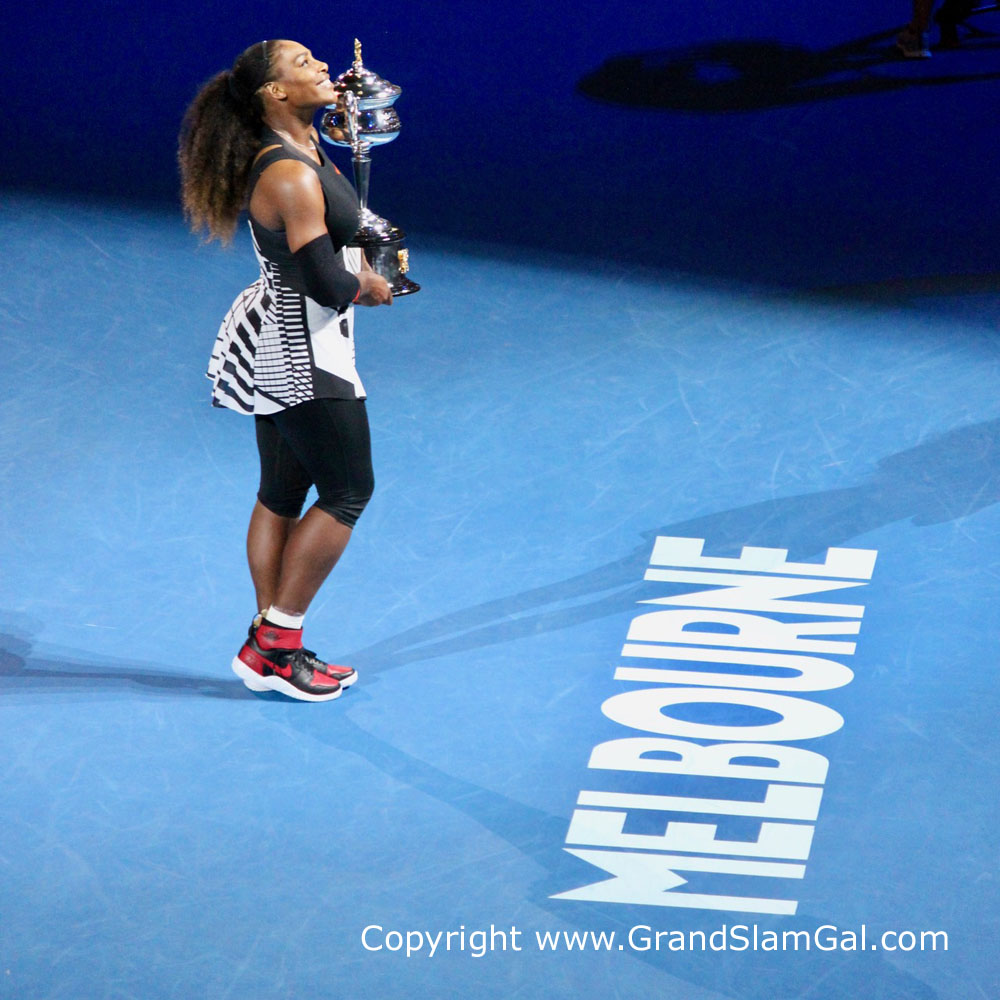 Serena with her trophy